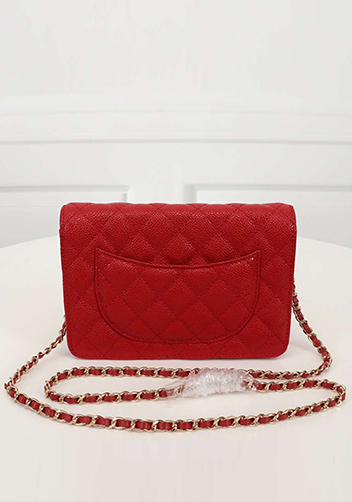 Adeline Caviar Leather Diamond Shape Shoulder Bag Red