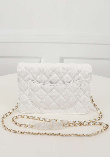 Adeline Caviar Leather Diamond Shape Shoulder Bag White