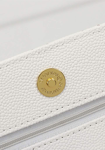 Adeline Caviar Leather Diamond Shape Shoulder Bag White