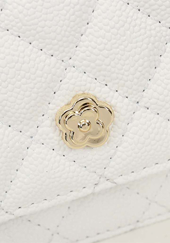 Adeline Caviar Leather Diamond Shape Shoulder Bag White