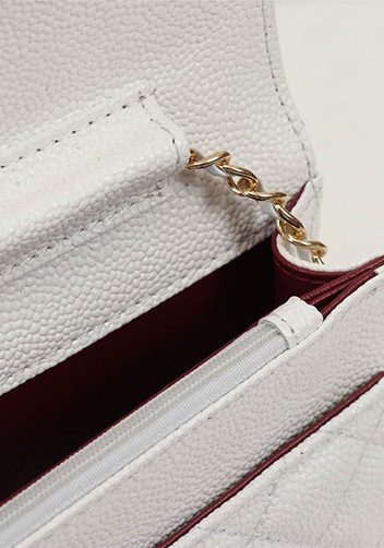 Adeline Caviar Leather Diamond Shape Shoulder Bag White