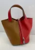 Theresa Bicolor Leather Bag Camel Red