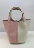 Theresa Bicolor Leather Bag White Pink