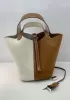 Theresa Bicolor Leather Bag White Camel