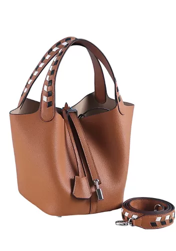 Theresa Palmprint Leather Bag Camel