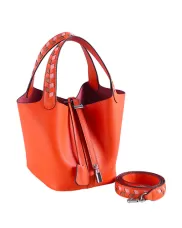 Theresa Palmprint Leather Bag Orange