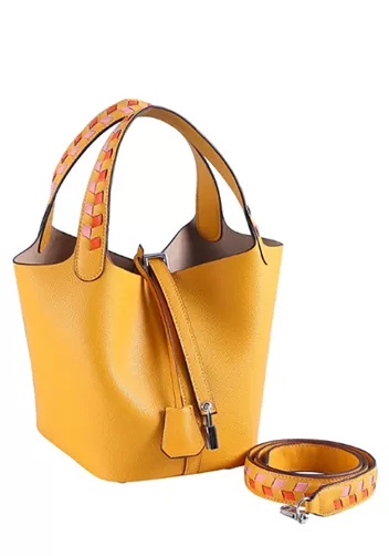 Theresa Palmprint Leather Bag Yellow