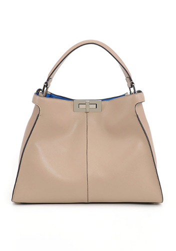 Carrie Vertical Leather Bag Beige