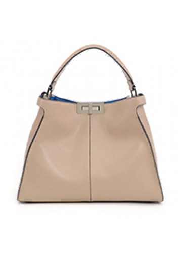 Carrie Vertical Leather Bag Beige