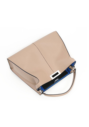Carrie Vertical Leather Bag Beige