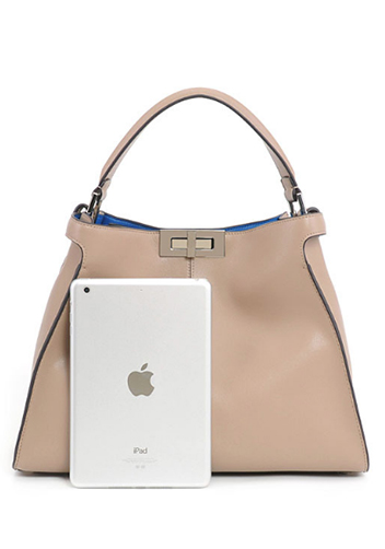 Carrie Vertical Leather Bag Beige