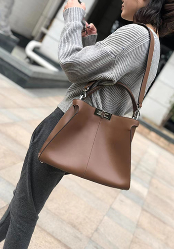 Carrie Vertical Leather Bag Brown