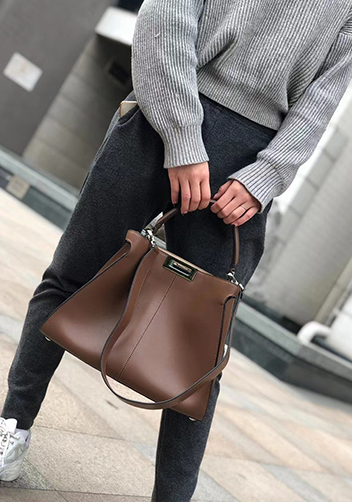 Carrie Vertical Leather Bag Brown