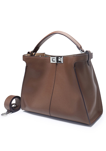Carrie Vertical Leather Bag Brown
