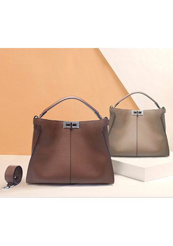 Carrie Vertical Leather Bag Brown
