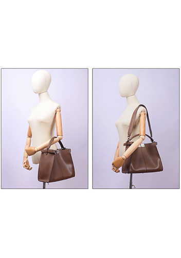 Carrie Vertical Leather Bag Brown