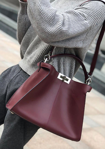 Carrie Vertical Leather Bag Burgundy