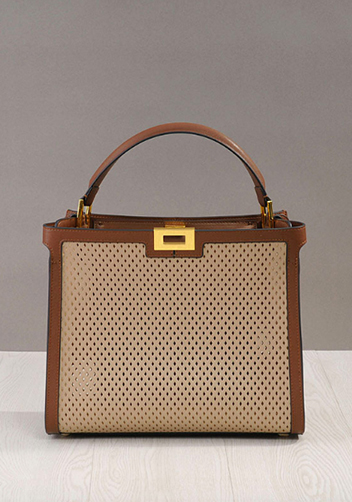 Joanne Perforated Leather Bag Beige