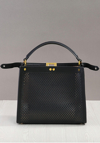 Joanne Perforated Leather Bag Black
