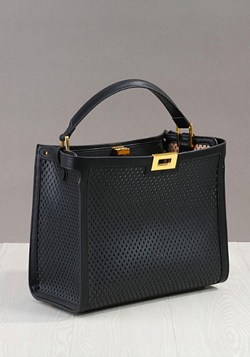 Joanne Perforated Leather Bag Black