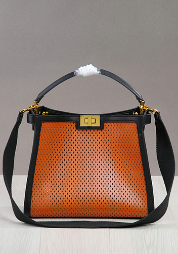 Joanne Perforated Leather Bag Camel