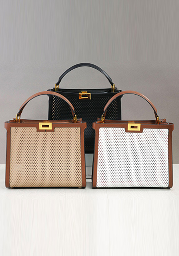 Joanne Perforated Leather Bag Camel