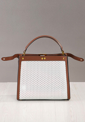 Joanne Perforated Leather Bag White