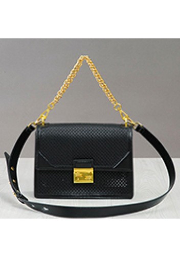 Joanne Perforated Leather Shoulder Bag Black
