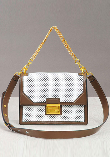 Joanne Perforated Leather Shoulder Bag White