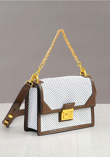Joanne Perforated Leather Shoulder Bag White