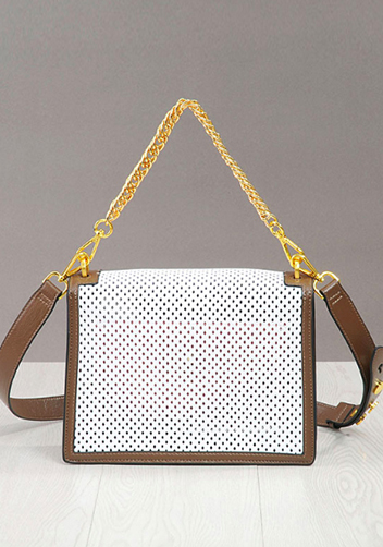 Joanne Perforated Leather Shoulder Bag White