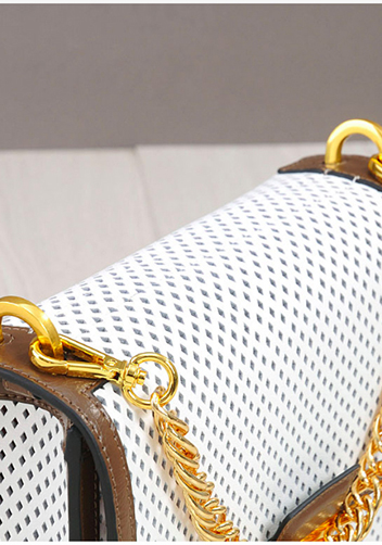 Joanne Perforated Leather Shoulder Bag White