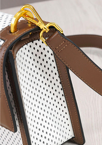 Joanne Perforated Leather Shoulder Bag White
