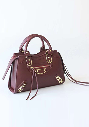 The Route 66 Faux Leather Medium Tote Burgundy