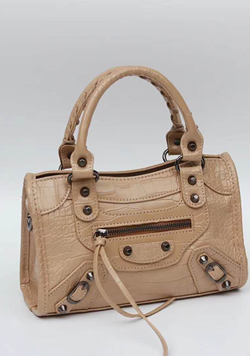 The Route 66 Faux Croc Leather Tote 9" Beige