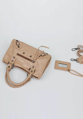 The Route 66 Faux Croc Leather Tote 9" Beige