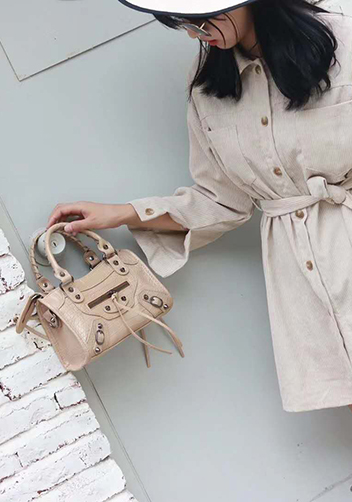 The Route 66 Faux Croc Leather Tote 9" Beige