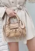 The Route 66 Faux Croc Leather Tote 9" Beige