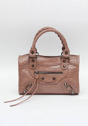 The Route 66 Faux Croc Leather Tote 9" Brown
