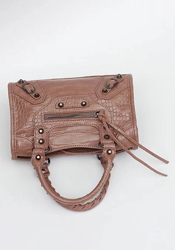 The Route 66 Faux Croc Leather Tote 9" Brown