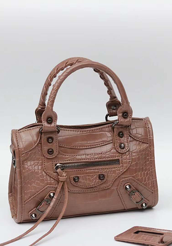 The Route 66 Faux Croc Leather Tote 9" Brown