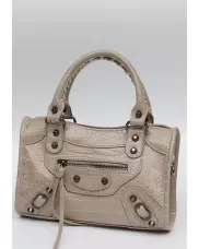 The Route 66 Faux Croc Leather Tote 9" Light Grey