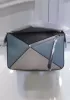 Adrienne Geometry Leather Shoulder Bag Patchwork Grey Black