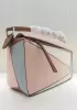 Adrienne Geometry Leather Shoulder Bag Patchwork Pink White