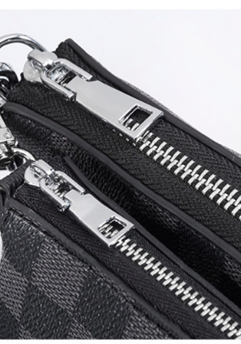 Louisa Checked Vegan Leather Clutch Bag Black