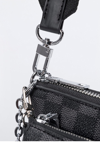 Louisa Checked Vegan Leather Clutch Bag Black
