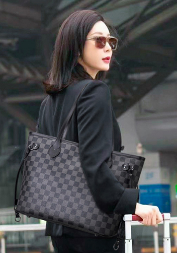 Louisa Checked Vegan Leather Tote Black