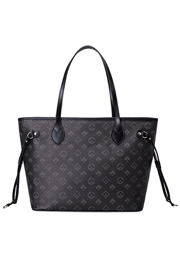 Louisa Flower Vegan Leather Tote Black