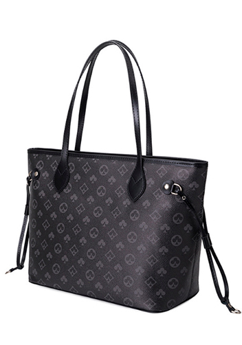 Louisa Flower Vegan Leather Tote Black