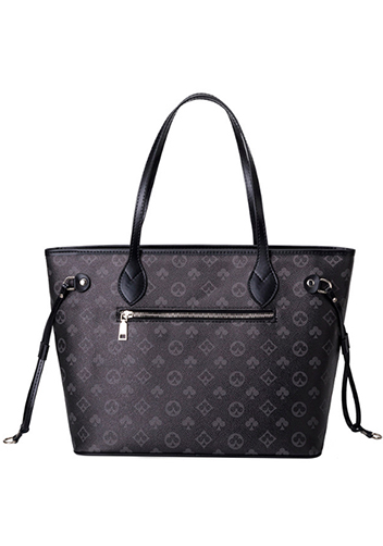 Louisa Flower Vegan Leather Tote Black
